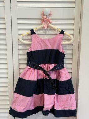 Ralph Lauren Girls' Pink and Navy Stripe Party Dress
